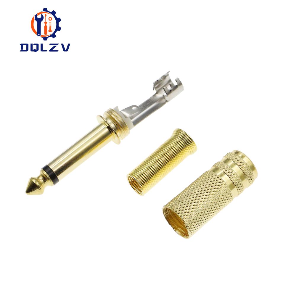 Gilding 6.35MM Jack Plug Male Mono Audio Connector Adapter 1/4Inch Male Soldering Audio Stereo Connectors