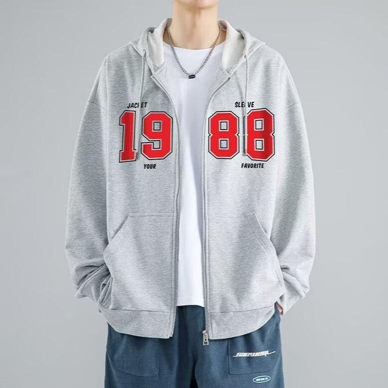 American Trendy Brand Men's Jacket Spring and Autumn 2026 New Sports Hooded Cardigan Sweater Boys Clothes Jacket