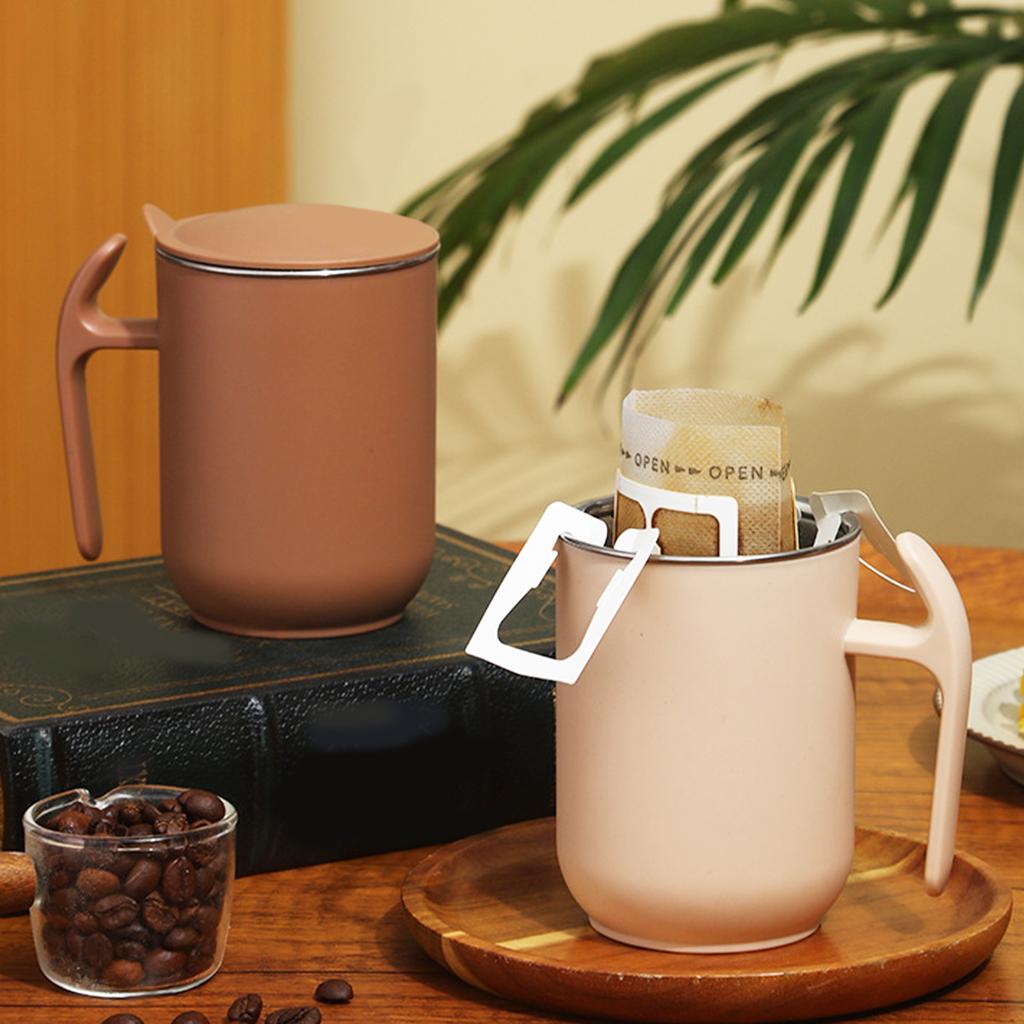 500ml Coffee Cup Large Capacity 304 Stainless Steel Mug With Lid&Handle Detachable Double-layer Insulated Water Cup Drinkware