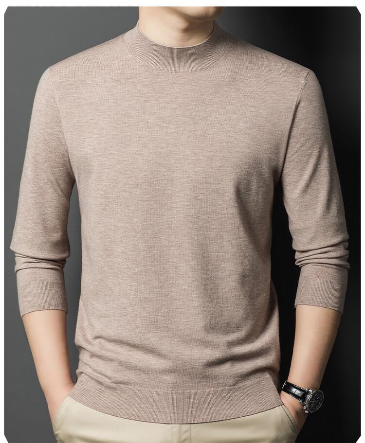 Pull en maille à manches longues et col semi-montant style coréen pour homme