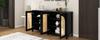 Modern Sideboard In Minimalist Style 4-rattan Door, Metal Handle Simple Buffet Cabinet for Dining Room, Living Room, Kitchen (black)