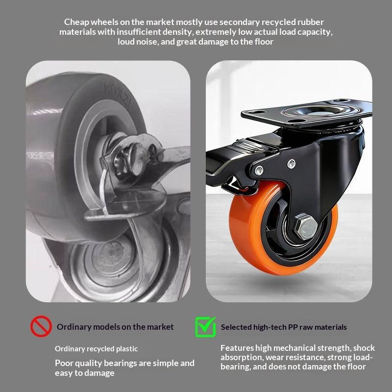 PVC Furniture Caster Wheels with Security Lock Swivel Plate Design 3/4/5in 1Pcs for Dresser Cabinet Moving Dolly