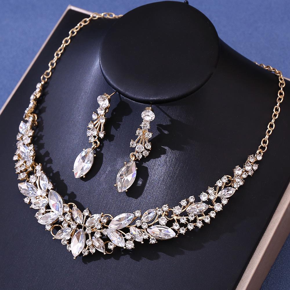 DIEZI Fashion New Luxury Crystal Tiara Crowns For Women Wedding Party Elegant Bridal Bride Rhinestone Crown Necklace Earrings