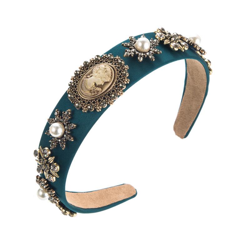 Hair Band Baroque Vintage Crystal Pearl Head Band Women's High Grade Beauty Hairhoop