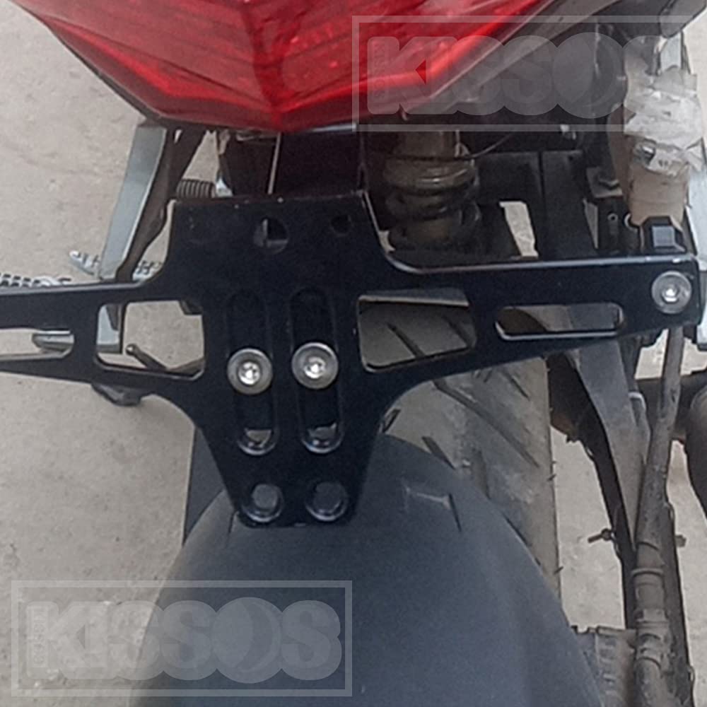 Universal Motorcycle License Plate Stay Holder with Adjustable Angle and LED Light, Custom Part (Iron)