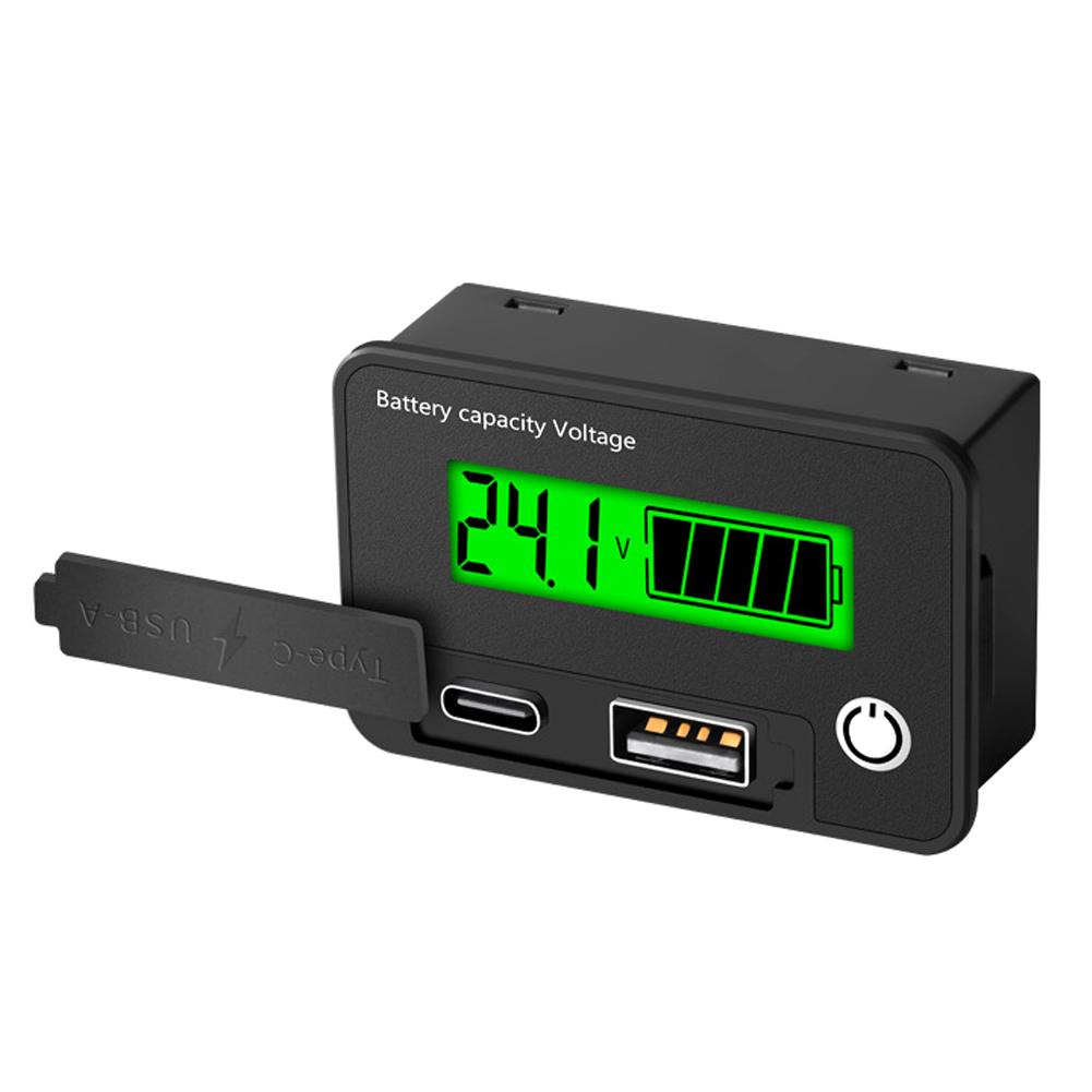 Twowire Digital Voltage Meter 830VDC Battery Capacity Voltage Tester TypeC USBA Dual Output