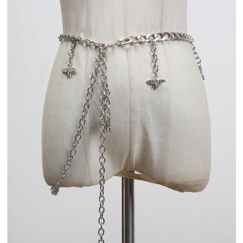 

Meier Metal butterfly chain belt - women s decorative dress waist chain - extra long for plus size 105 срібний
