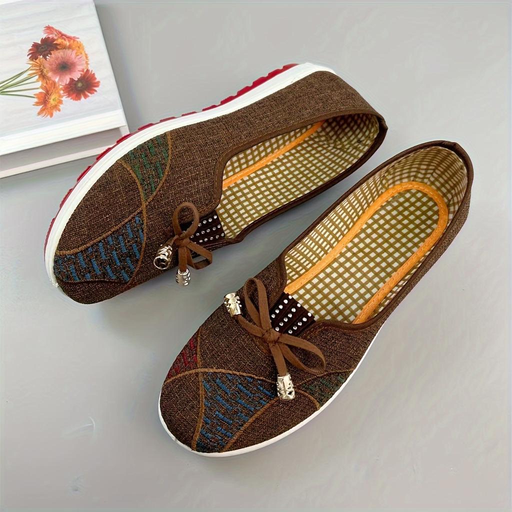 [Casual Spring Autumn Shoes] Soft Sole Flat Ethnic Style Hanfu Comfortable Casual Shoes for Middle-aged Women