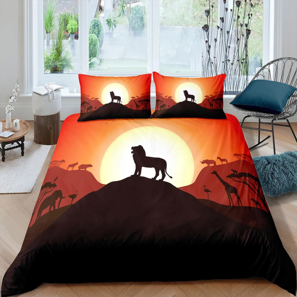 Tree And Sunset Duvet Cover Sets Landscape Mountain Tropical Trees Bedding Set Starry Sky Comforter Cover 2/3Pcs Queen King Size