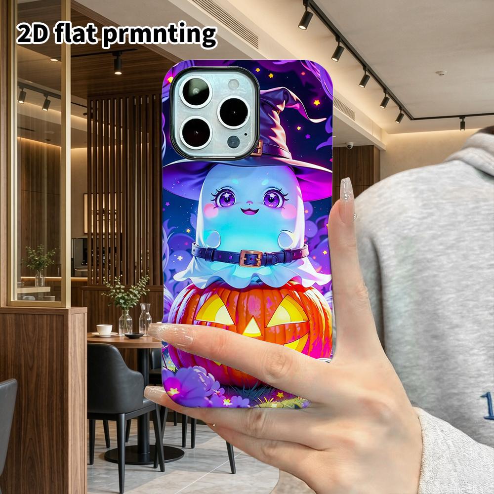 Phone Case: 2D Flat Design Suitable for iPhone 18 17 16 15 14 13 Pro Film Protective Case, Couple Style, Ghost Little Witch, Christmas and Halloween G