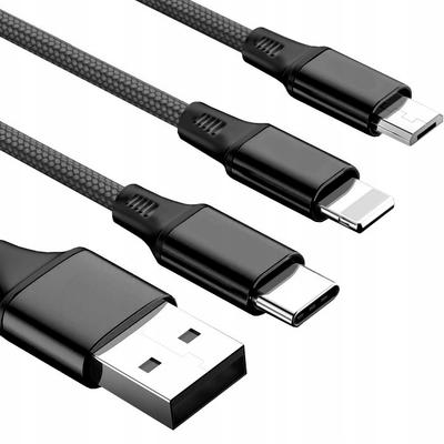 3in1 Cable For Iphone / Micro Usb / Type-C Koanni Kb13_Black
