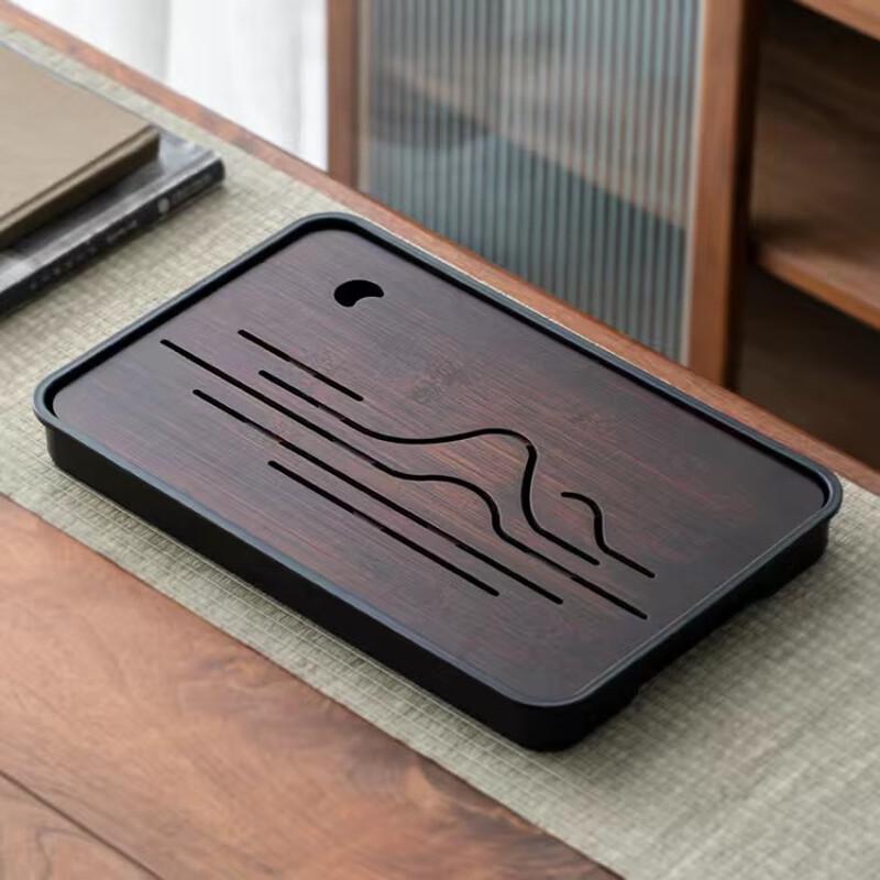 Portable Bamboo Tea Tray with Water Storage