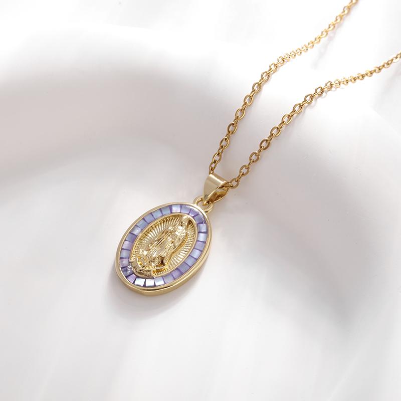 Exquisite Zircon Catholic Virgin Mary of Guadalupe Statue Necklace Women s Fashion Religious Lucky Amulet Jewelry Gift