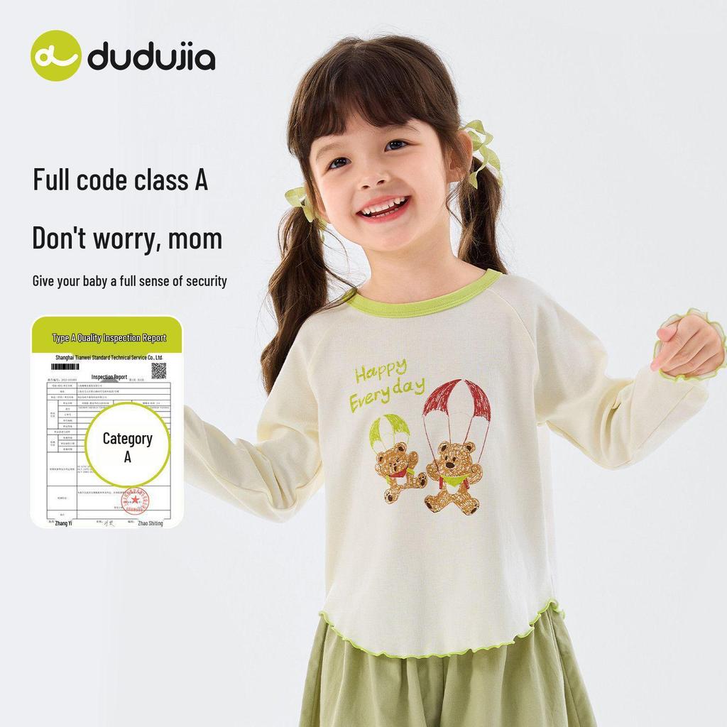Dudu Family Spring Long Sleeve T-Shirt for Girls - Trendy and Stylish Base Layer Top