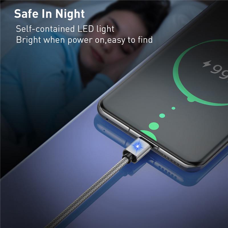 USLION Magnetisk Datakabel Micro USB Type C Telefonkabel For iPhone11Samsung Xiaomi USB Hurtigladeledning Magnetkabel