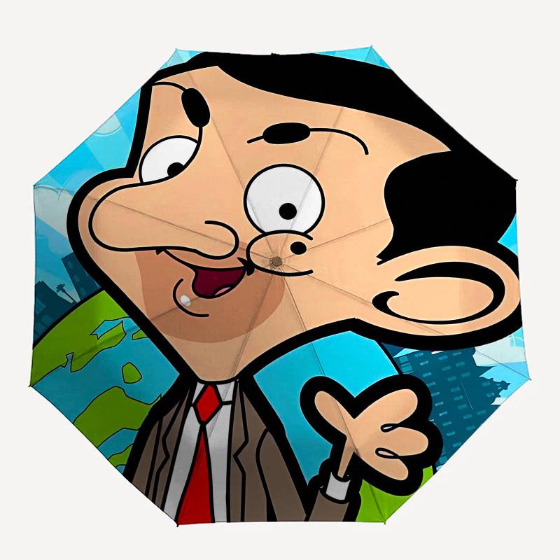 Mr. Bean, Cartoon Automatic Opening and Closing, 8 rib Structure Portable Umbrella, Suitable for Men and Women in All Seasons  Perfect Gift