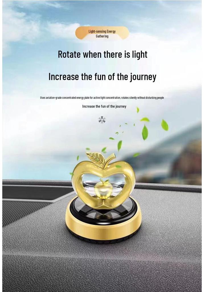 Apple Heart-Shaped Solar Rotating Car Perfume Ornament