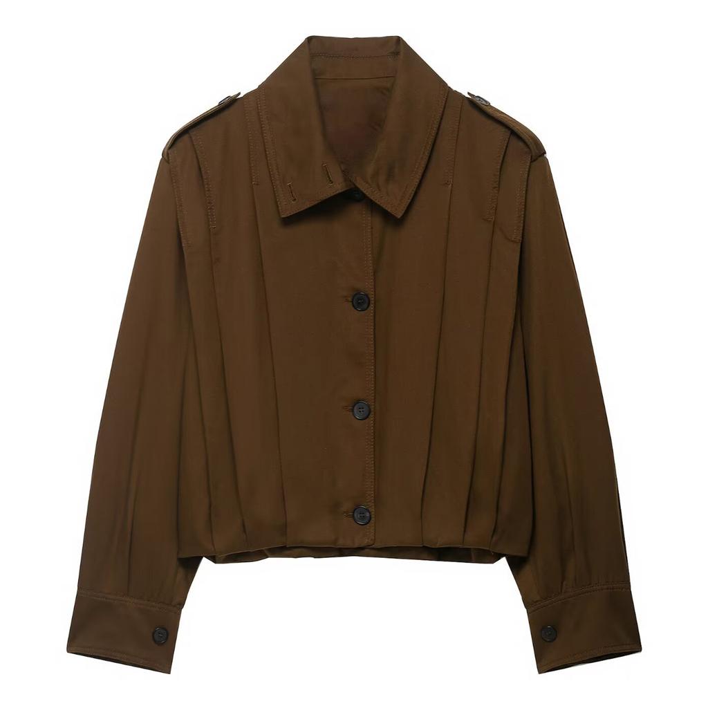 Ladies' Fashionable Short Sleeved Button Up Jacket Jacket