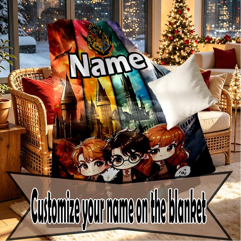 Custom Name Personalized movie Potter Print Blankets, Home Decor, Bedroom, Sofa, Camping, Couch, Gifts for Birthday Christmas