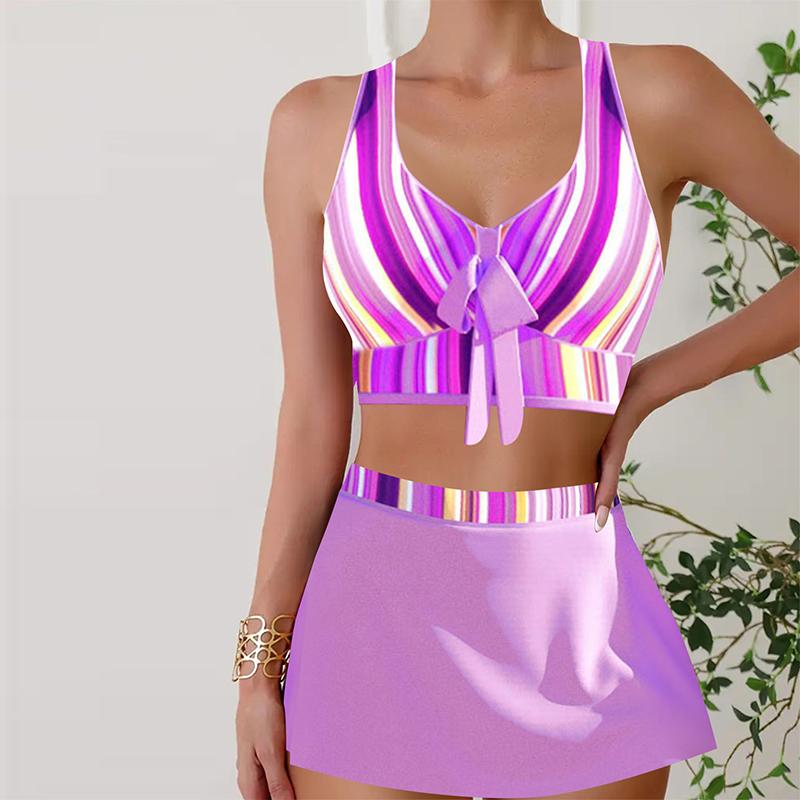 Women's Swimwear Tankini 2 Piece Swimsuit Blue Stamen Flower Print Vacation Bathing Suits