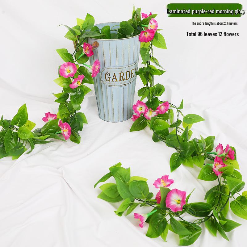 Artificial Rose Vine Ceiling Decor with Rattan for Living Room and AC Pipe Cover