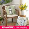 Cute Animal-Printed Pillowcases: Lion, Zebra, Elephant & Giraffe Designs! Sofa Cushion Cover Home Room Decoration