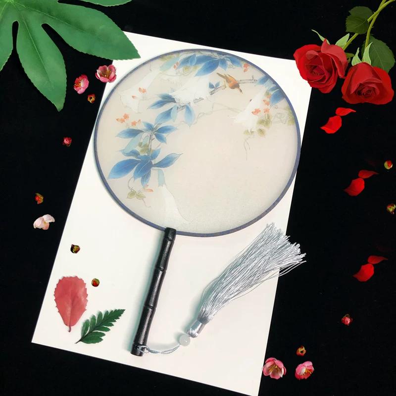 New Semi-Transparent Ancient-Style Round Fan, Double-Sided Palace Fan, Bridal Round Fan, Dance Fan, Chinese Style Classical Hanfu Small Fan