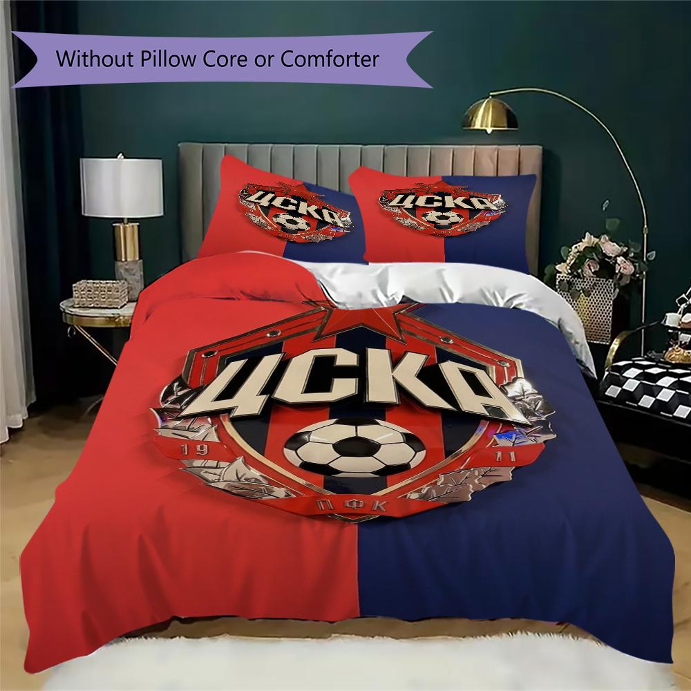 PFC CSKA Sofia Pattern Bedding uilt Set uilt Cover Pillowcase Home Decoration Birthday Gift (1 * duvet cover + 2 * pillowcase without core)