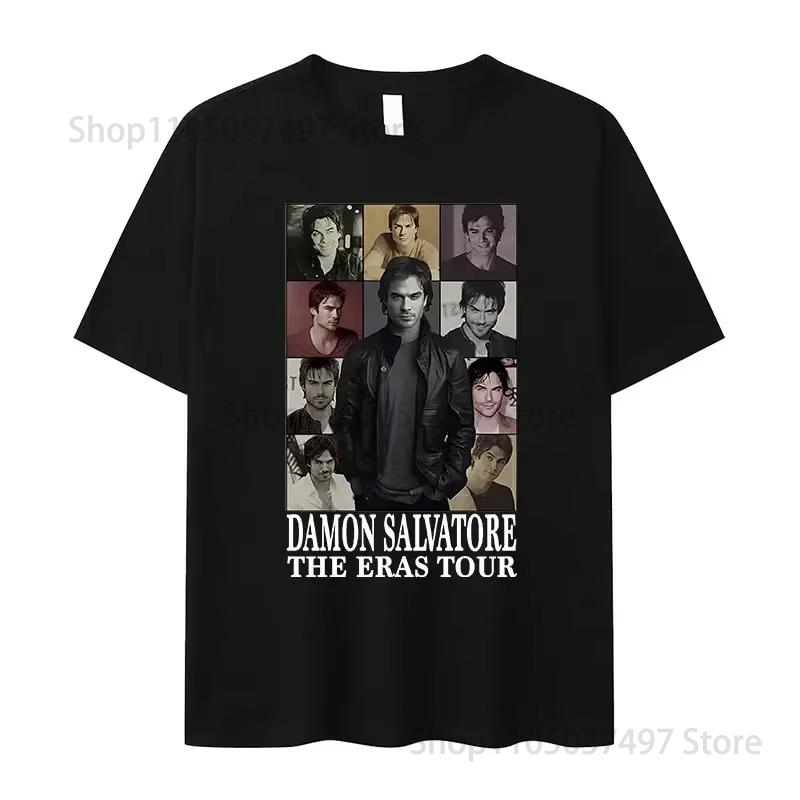Damon Salvatore Ian Somerhalder Tv Show Tshirt For Women Summer Tops Tshirts Oneck Women Clothing Streetwear Female T Shirt