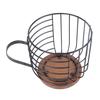 Coffee Capsule Storage Basket Cup Shape Black Iron and Pine Coffee Pod Holder for Coffee Bar