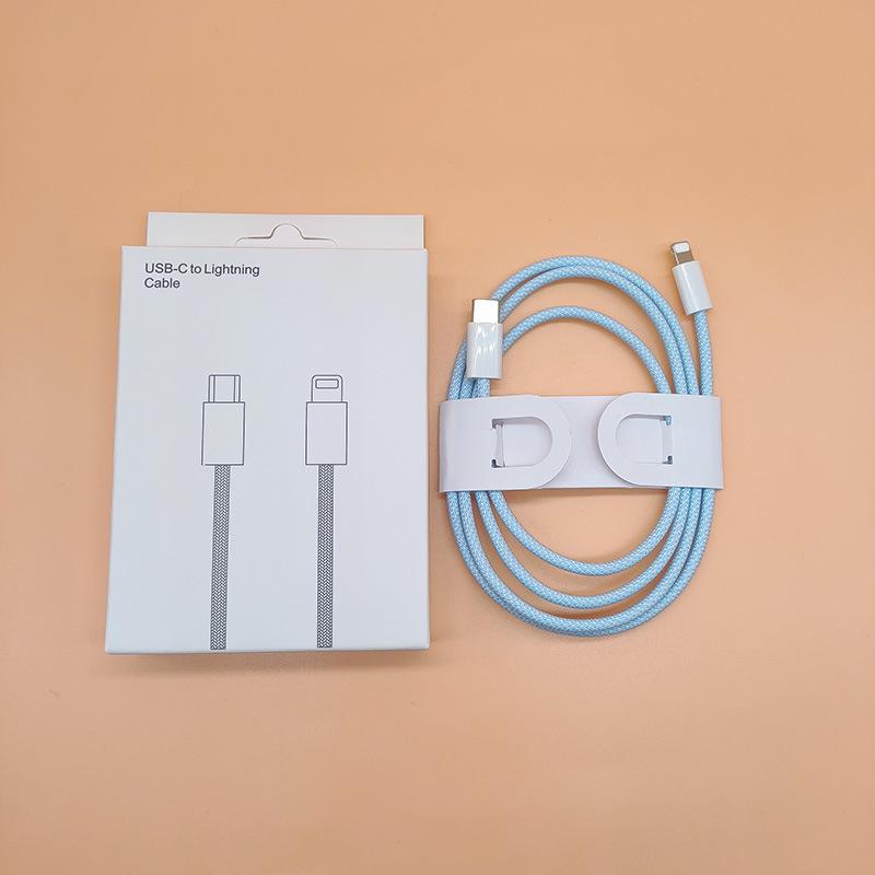 Dual-Head Type-C Male-to-Male Braided Laptop Charging Cable: 15W True PD Fast Charging Compatible.
