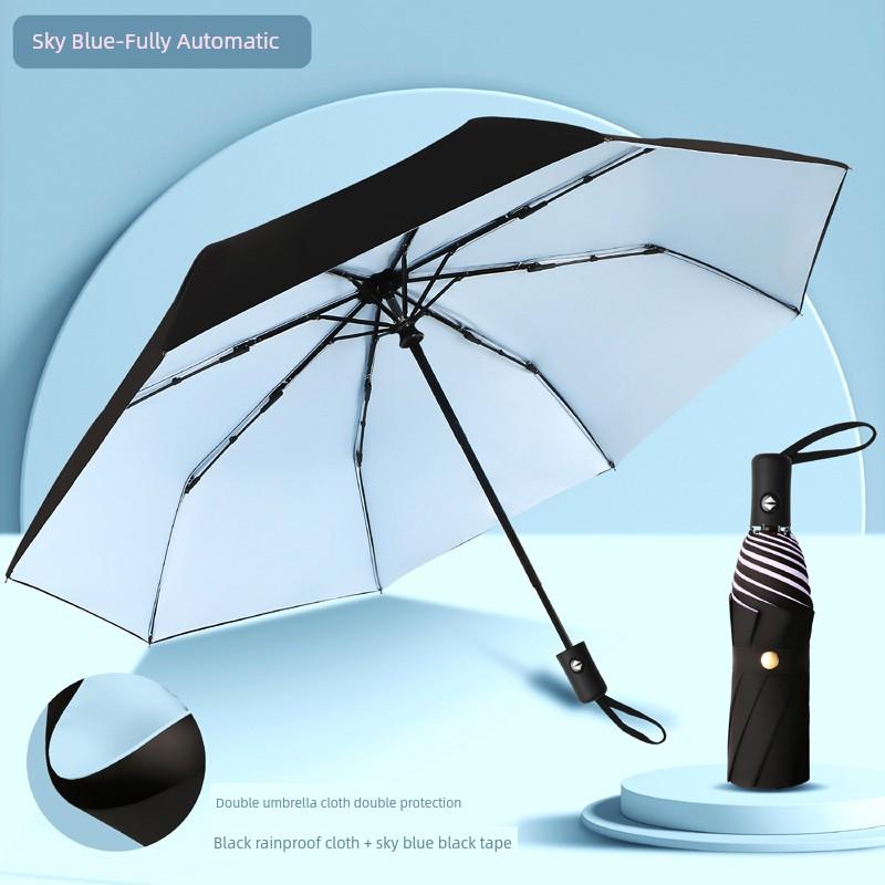 Double-Layer Umbrella for Both Rain and Sun, Reinforced Folding Umbrella for Men and Women, Fully Automatic, Super Strong Sun Protection and Uv