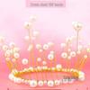 Mother's Day Pearl Crown Seaweed Tassel Cake Decoration for Girls' Birthdays