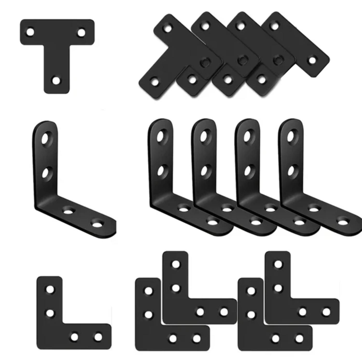 

12 комплектов угловых профилей из нержавеющей стали, прямоугольных, L-образных, черного железа, поддерживающих соединений