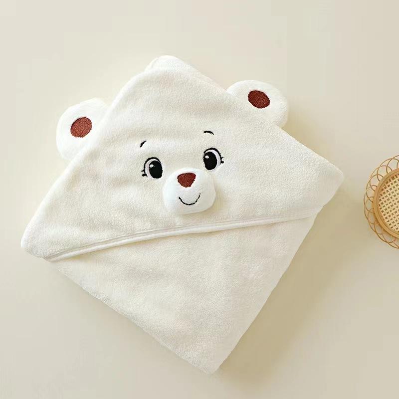Baby Children Bath Towels Newborn Quilt Bag Towel Bag Quilt Coral Fleece Wrap Towel Embroidered Blanket Animal Eye Closed Hooded Cape