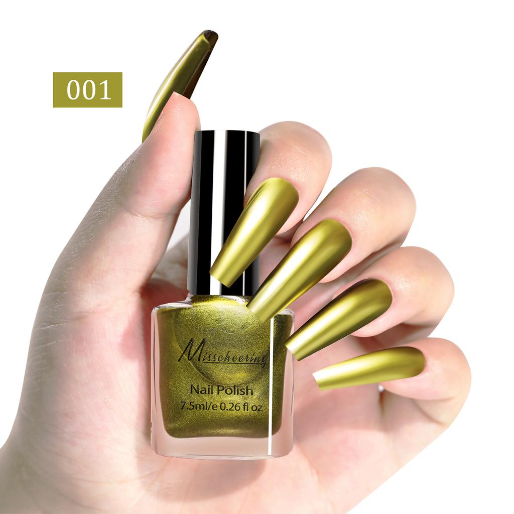Nail Art Metal Mirror Nail Polish No Baking Quick Drying Effect Long-lasting Nail Art Multi-color Glossy Nail Polish