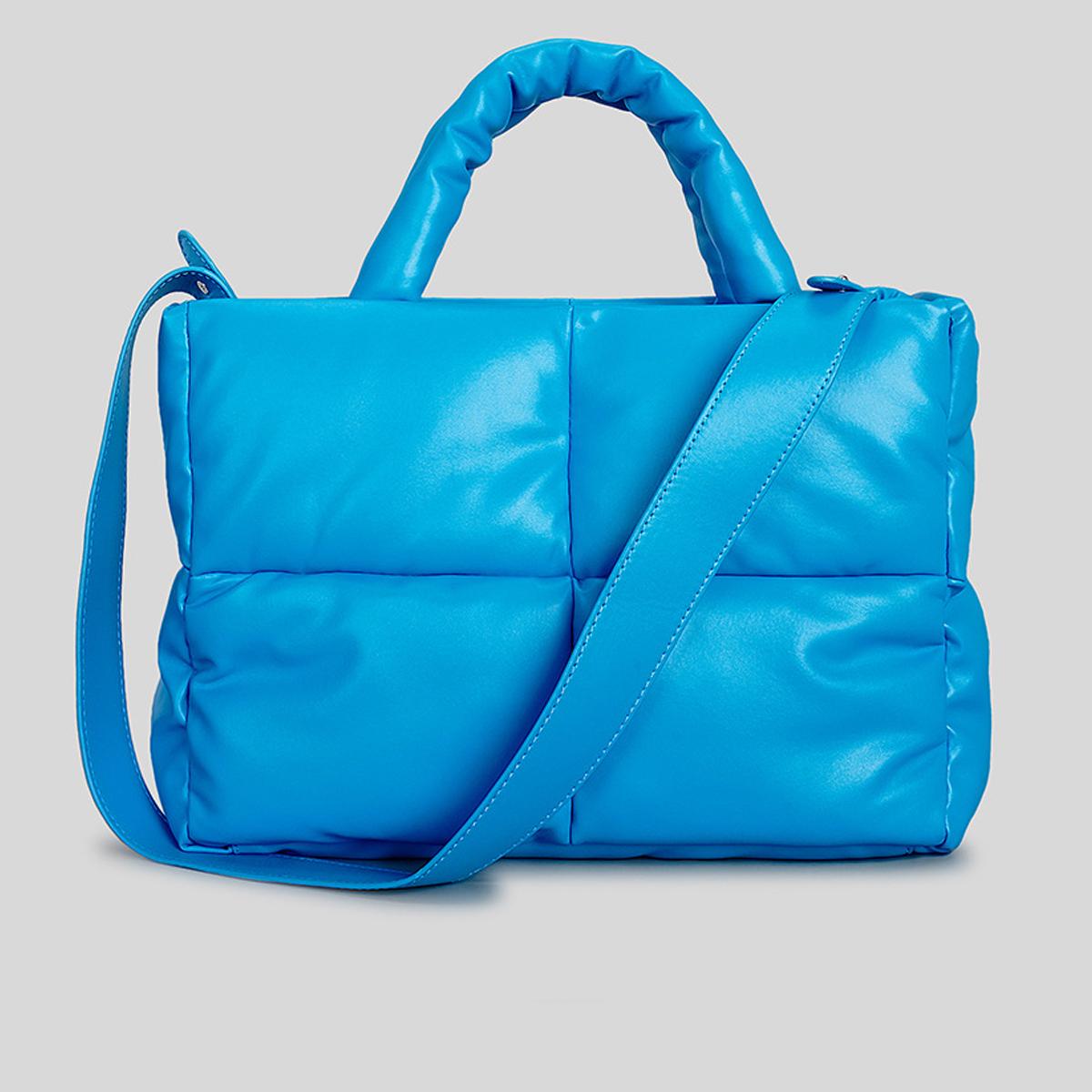 Модная кожаная стеганая сумка-тоут для женщин дизайнерские стеганые сумки роскошные мягкие плечевые сумки из ПУ зимняя сумка из хлопка с пухом большая 2022 CLE синий 3290₽