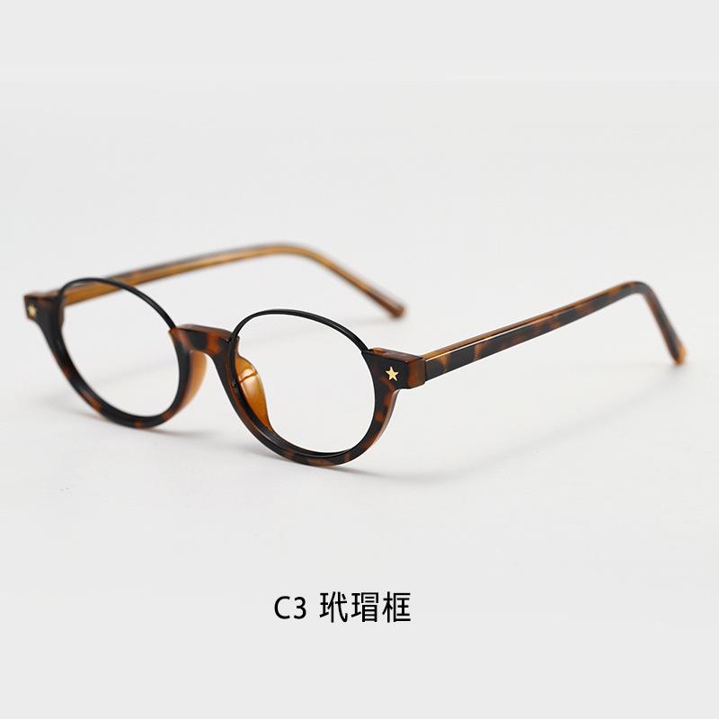 New retro British anti-blue light lower-frame oval tortoiseshell nerd glasses for women, fashionable Korean style for myopia