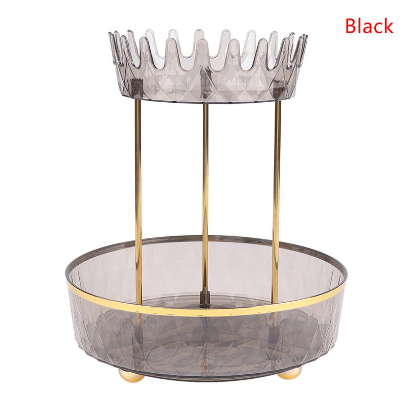 

Вращающийся на 360° органайзер для макияжа, поднос, держатель для косметических кистей для ванной комнаты, настольная подставка для хранения средств по уходу за кожей, помад, парфюмерии чёрный