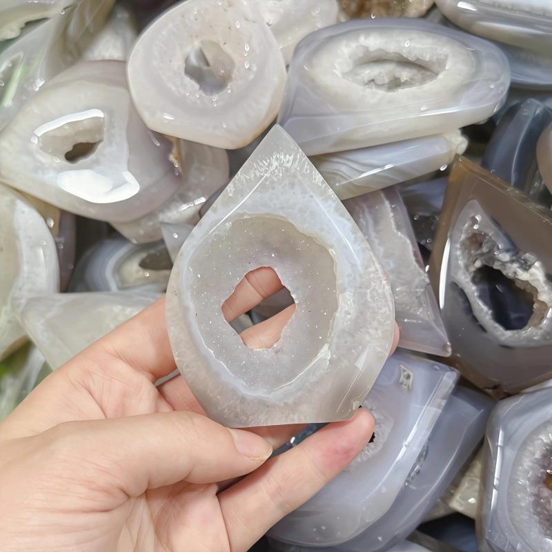 Polished Agate Flame Geode Prism: Natural Crystal Home Decor