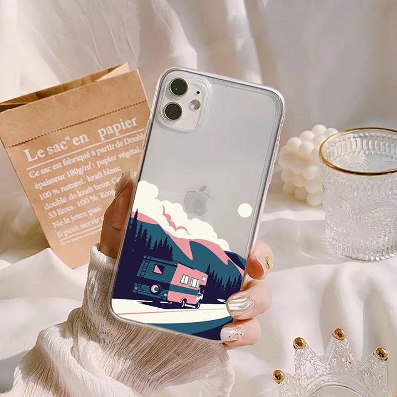 

Transparent Travel Scenery Mountain Phone Case For iPhone 17 16 15 14 13 12 11 Pro Max Mini SE 7 8 Plus TPU Soft Silicone Fundas iPhone 16Plus