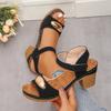 Thick-heeled Sandals Women Wear The New 2025 Summer Thick-heeled Plus-size High-heeled Sandals for Women