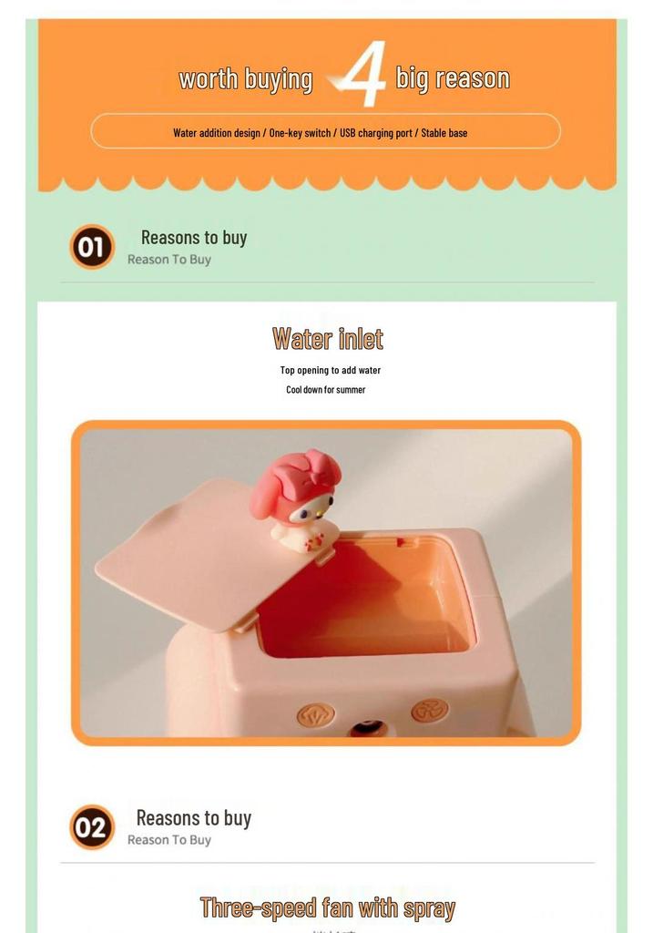 2026 Cute Portable Desktop Fan with Humidifier - Perfect Summer Gift for Students