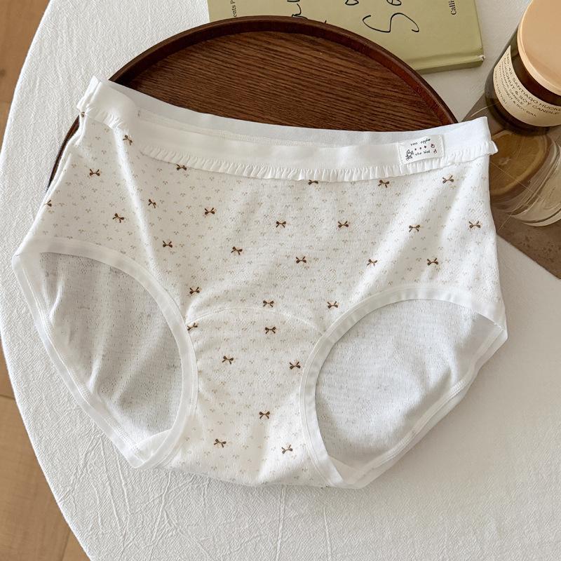 H8819 Lolita Floral Panties for Girls - Pure Cotton, Breathable, Antibacterial Crotch, Women's Briefs for Ages 10+