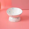 Ceramic Tall Footed Drinking Water Bowls, Anti Overturning Oblique Mouth, Neck Protection, Round Dot Cat Bowl, Pet Articles, 1Pc