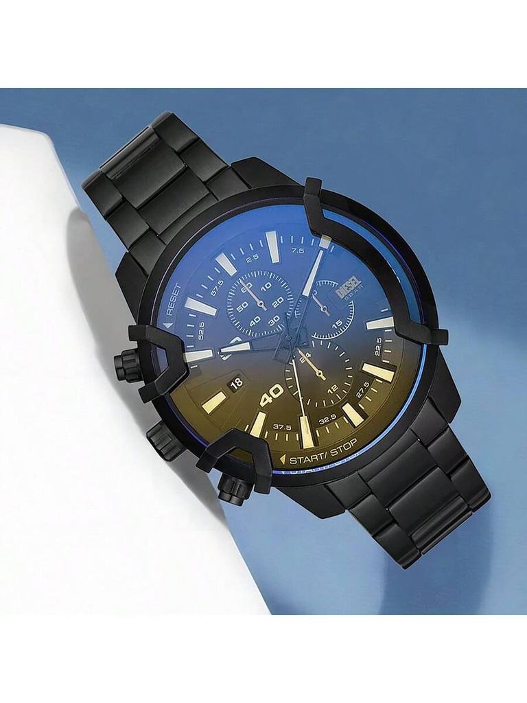 Timer Style Casual and Fashionable Men's Quartz Watch DZ4529, Made of Black Stainless Steel, with a Round Dial