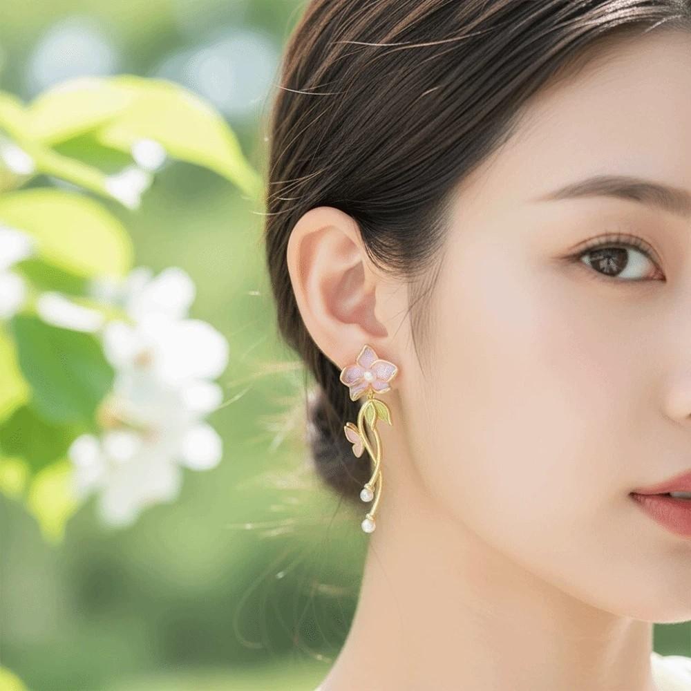 1 pair Temperament Enamel Flower Earrings Jewelry Dripping Glaze Earrings  Seaside Holiday