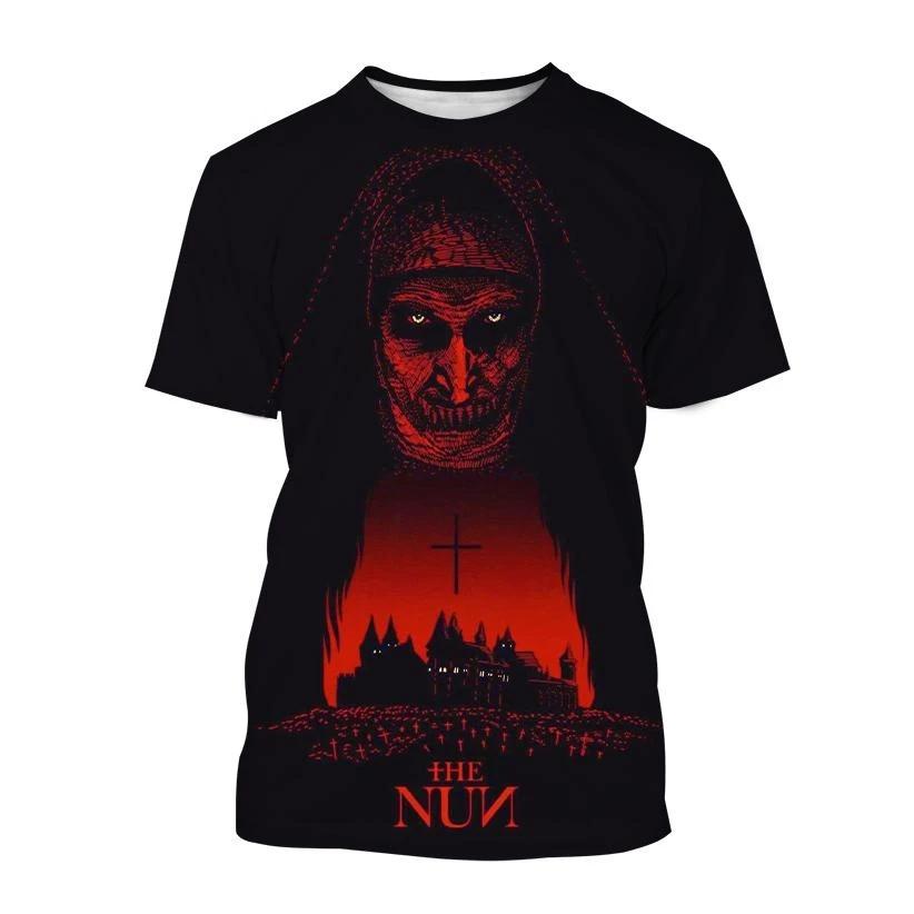 Halloween Fashion Ghost Valak Horror Movie Nun 3D Printed T-shirt Men's and Women's Holiday Tops Casual Tops for Children
