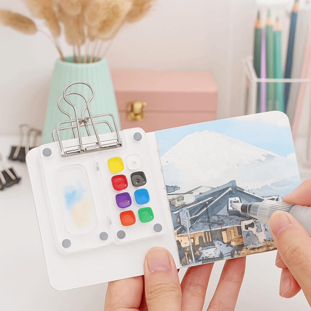 8-Felder Mini-Aquarellpalette Paletten Mini-Farbschale Outdoor-Skizzieren