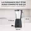 Blender 2-en-1 - SEVERIN - SM3724 Mix &amp; Go - Récipient en verre 1,5 L - Gourde robuste + Accessoire Moulin fruits secs - Noir